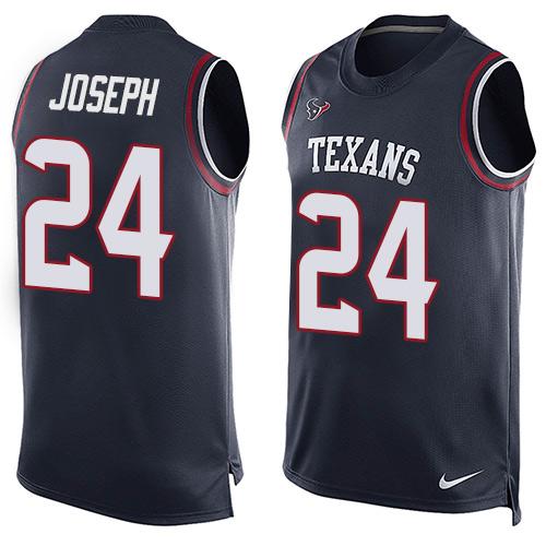 Nike Texans #24 Johnathan Joseph Navy Blue Team Color Men's Stitched NFL Limited Tank Top Jersey - Click Image to Close